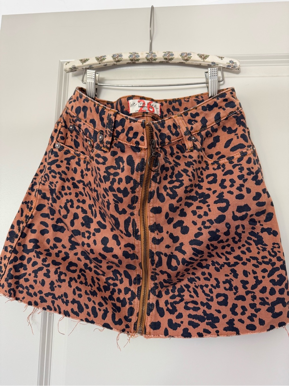 We The Free Rust and Black Leopard Zip-Front Mini Skirt